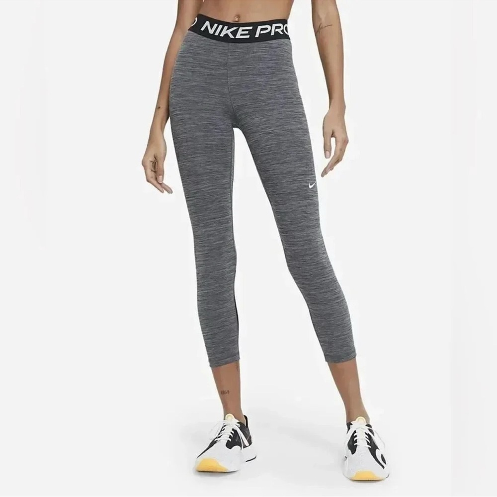 Nike Women's Pro 365 Crop Tights Black S Size/ Heather -White NWT